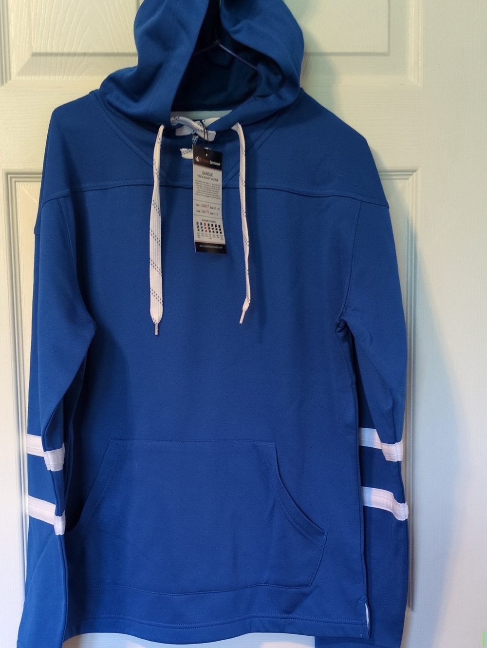Fox Royal Blue Hoodie with White Drawcords and Sleeve Stripes